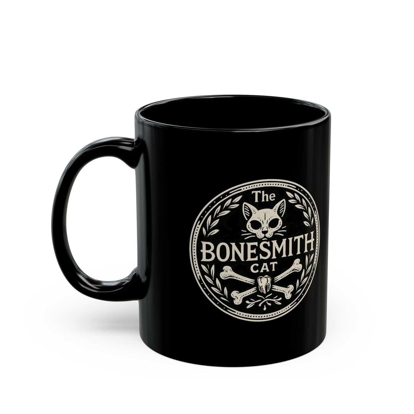 Gothic Cat Mug, Bonesmith Cat Coffee Cup for Cat Lovers, Halloween Gift, Dark Aesthetic Kitchenware