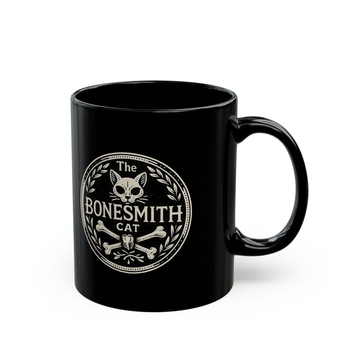 Gothic Cat Mug, Bonesmith Cat Coffee Cup for Cat Lovers, Halloween Gift, Dark Aesthetic Kitchenware
