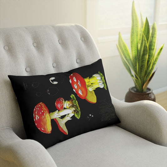 Mushroom, dark academia, gothic Vintage Floral Cushion with Botanical Design