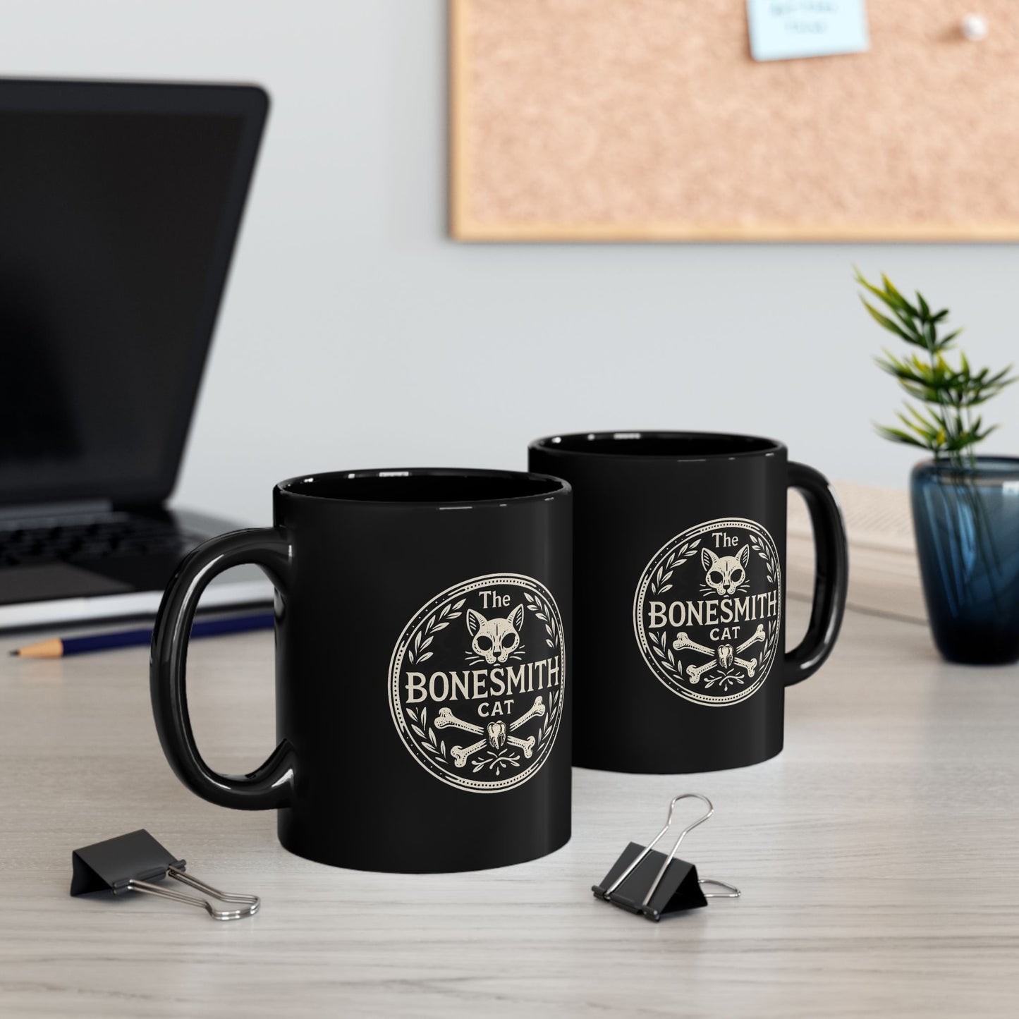 Gothic Cat Mug, Bonesmith Cat Coffee Cup for Cat Lovers, Halloween Gift, Dark Aesthetic Kitchenware