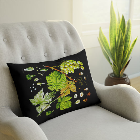 Wein, Pflanzen, Botanical anatomy, dark academia, gothic Vintage Floral Cushion