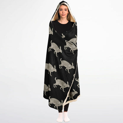 Hasen Decke mit Kapuze Hooded Blanket Micro Fleece