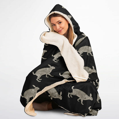 Hasen Decke mit Kapuze Hooded Blanket Micro Fleece